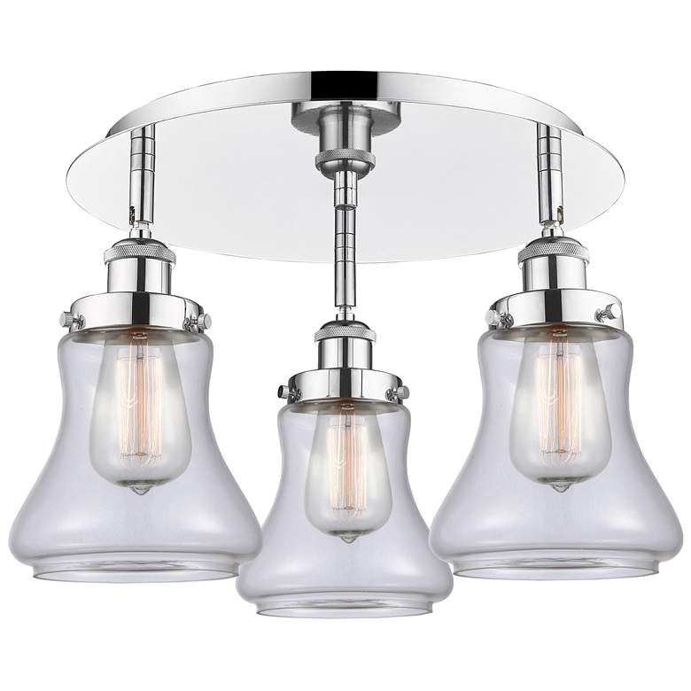Image 1 Bellmont 17.75"W 3 Light Polished Chrome Flush Mount With Clear Glass