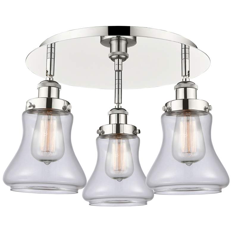 Image 1 Bellmont 17.75"W 3 Light Polished Nickel Flush Mount With Clear Glass