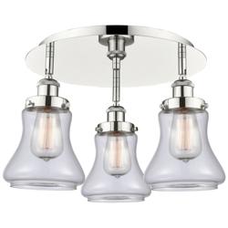 Bellmont 17.75"W 3 Light Polished Nickel Flush Mount With Clear Glass