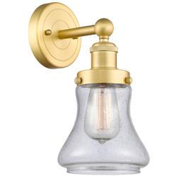 Bellmont 2.25&quot; High Satin Gold Sconce With Seedy Shade