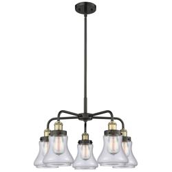 Bellmont 24"W 5 Light Black Brass Stem Hung Chandelier w/ Clear Shade