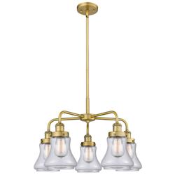 Bellmont 24"W 5 Light Brushed Brass Stem Hung Chandelier w/ Clear Shad