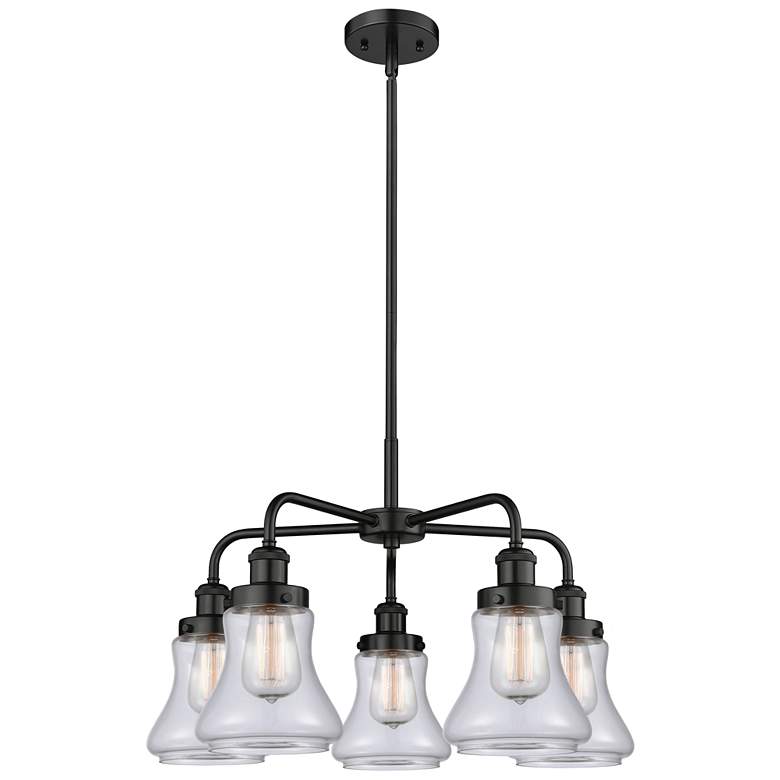 Image 1 Bellmont 24"W 5 Light Matte Black Stem Hung Chandelier w/ Clear Glass