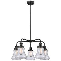 Bellmont 24"W 5 Light Matte Black Stem Hung Chandelier w/ Clear Glass