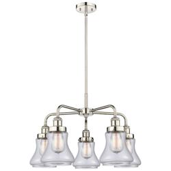 Bellmont 24"W 5 Light Polished Nickel Stem Hung Chandelier w/ Clear Sh