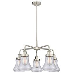 Bellmont 24"W 5 Light Satin Nickel Stem Hung Chandelier w/ Clear Shade