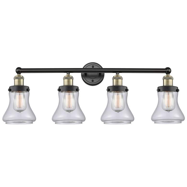 Image 1 Bellmont 33.5 inch Wide 4 Light Black Brass Bath Vanity Light With Clear S