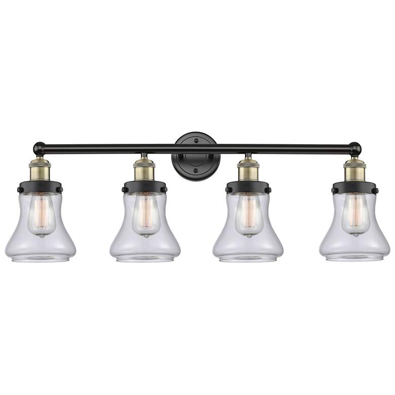 Image 1 Bellmont 33.5" Wide 4 Light Black Brass Bath Vanity Light With Clear S