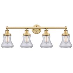 Bellmont 33.5" Wide 4 Light Brushed Brass Bath Vanity Light w/ Clear S