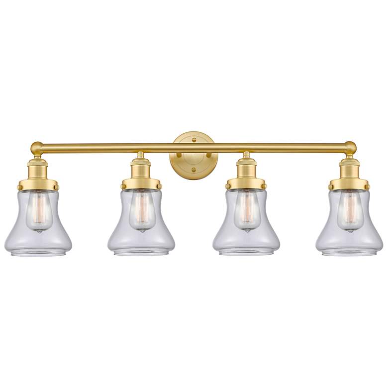 Image 1 Bellmont 33.5" Wide 4 Light Satin Gold Bath Vanity Light With Clear Sh