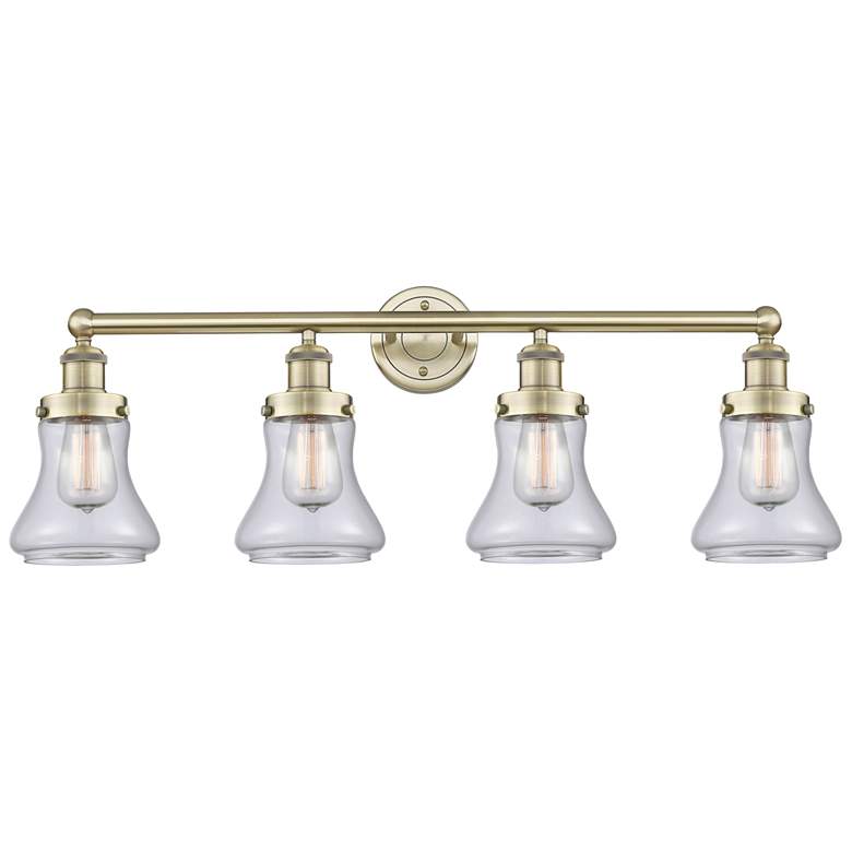 Image 1 Bellmont 33.5"W 4 Light Antique Brass Bath Vanity Light With Clear Sha