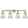 Bellmont 33.5"W 4 Light Antique Brass Bath Vanity Light With Clear Sha