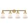 Bellmont 33.5"W 4 Light Brushed Brass Bath Light w/ Matte White Shade