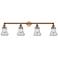 Bellmont 42.25" Wide 4 Light Brushed Brass Bath Vanity Light w/ Clear