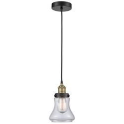 Bellmont 6.13&quot; Wide Black Brass Corded Mini Pendant w/ Clear Shade