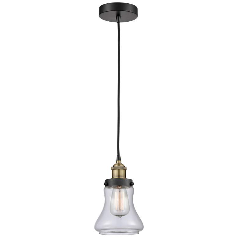 Image 1 Bellmont 6.13" Wide Black Brass Corded Mini Pendant w/ Clear Shade