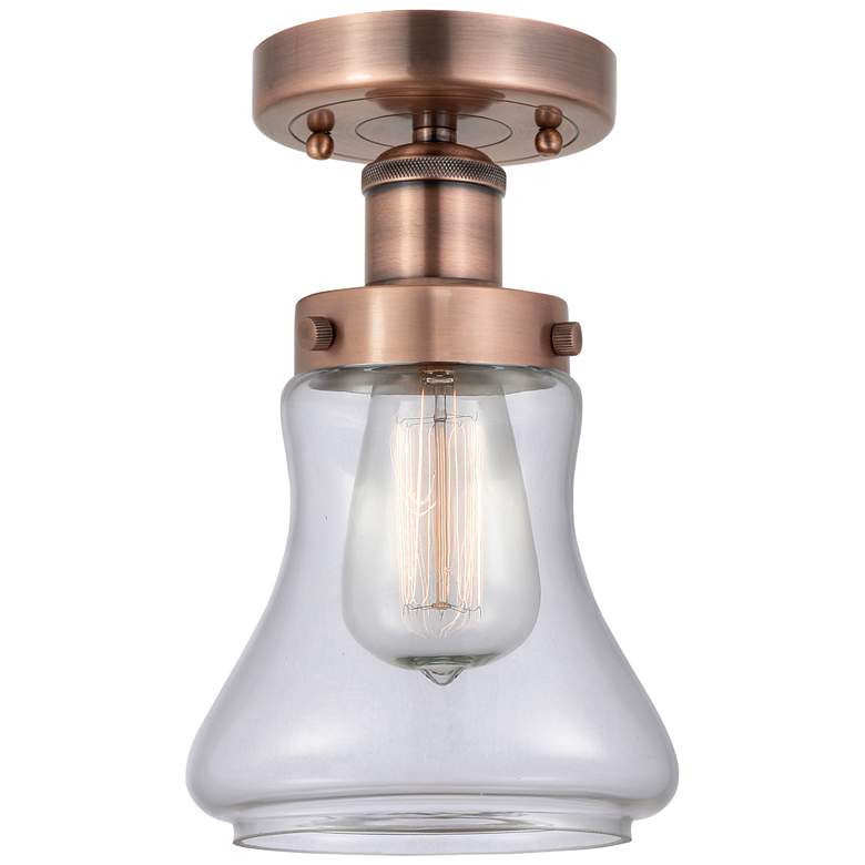 Image 1 Bellmont 6.5" Wide Antique Copper Semi.Flush Mount With Clear Glass Sh