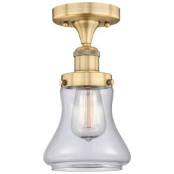 Bellmont 6.5" Wide Brushed Brass Semi.Flush Mount With Clear Glass Sha