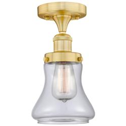 Bellmont 6.5&quot; Wide Satin Gold Semi.Flush Mount With Clear Glass Shade
