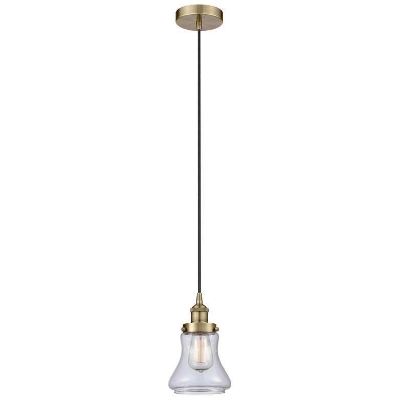 Image 1 Bellmont 6" Antique Brass Mini Pendant w/ Clear Shade