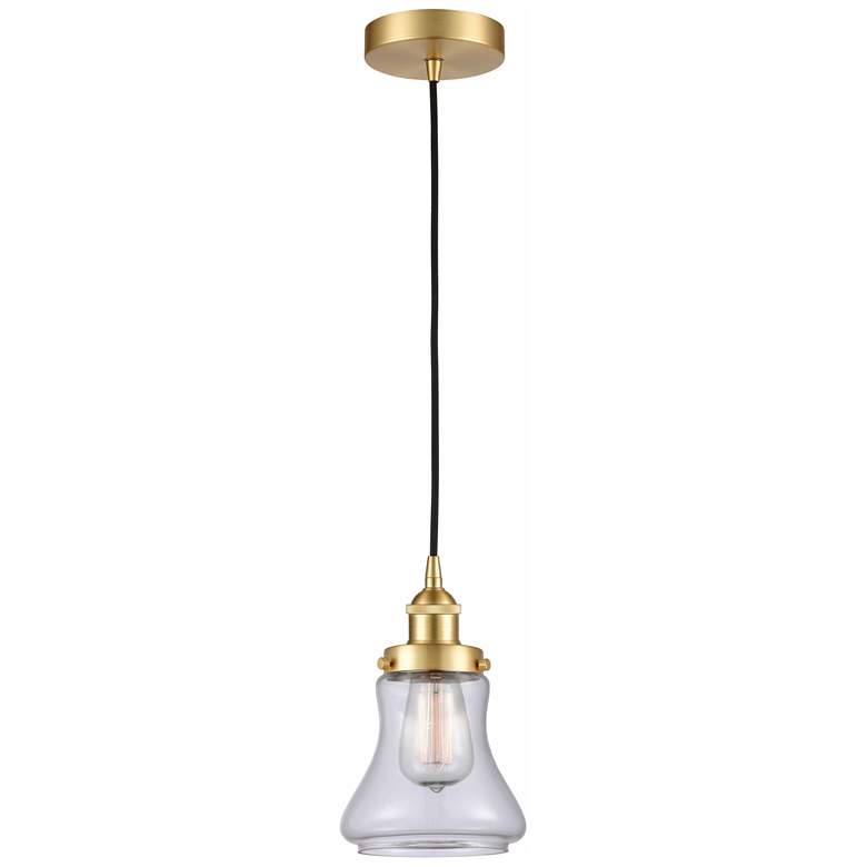Image 1 Bellmont 6" Satin Gold Mini Pendant w/ Clear Shade