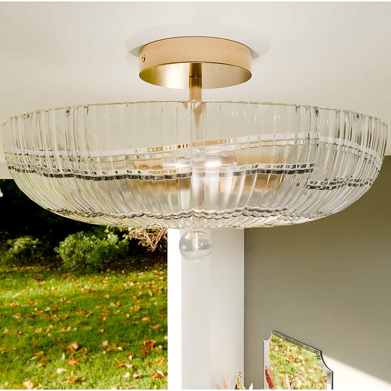 Image 1 Belmond 3-Light Brushed Gold Semi-Flush Mount