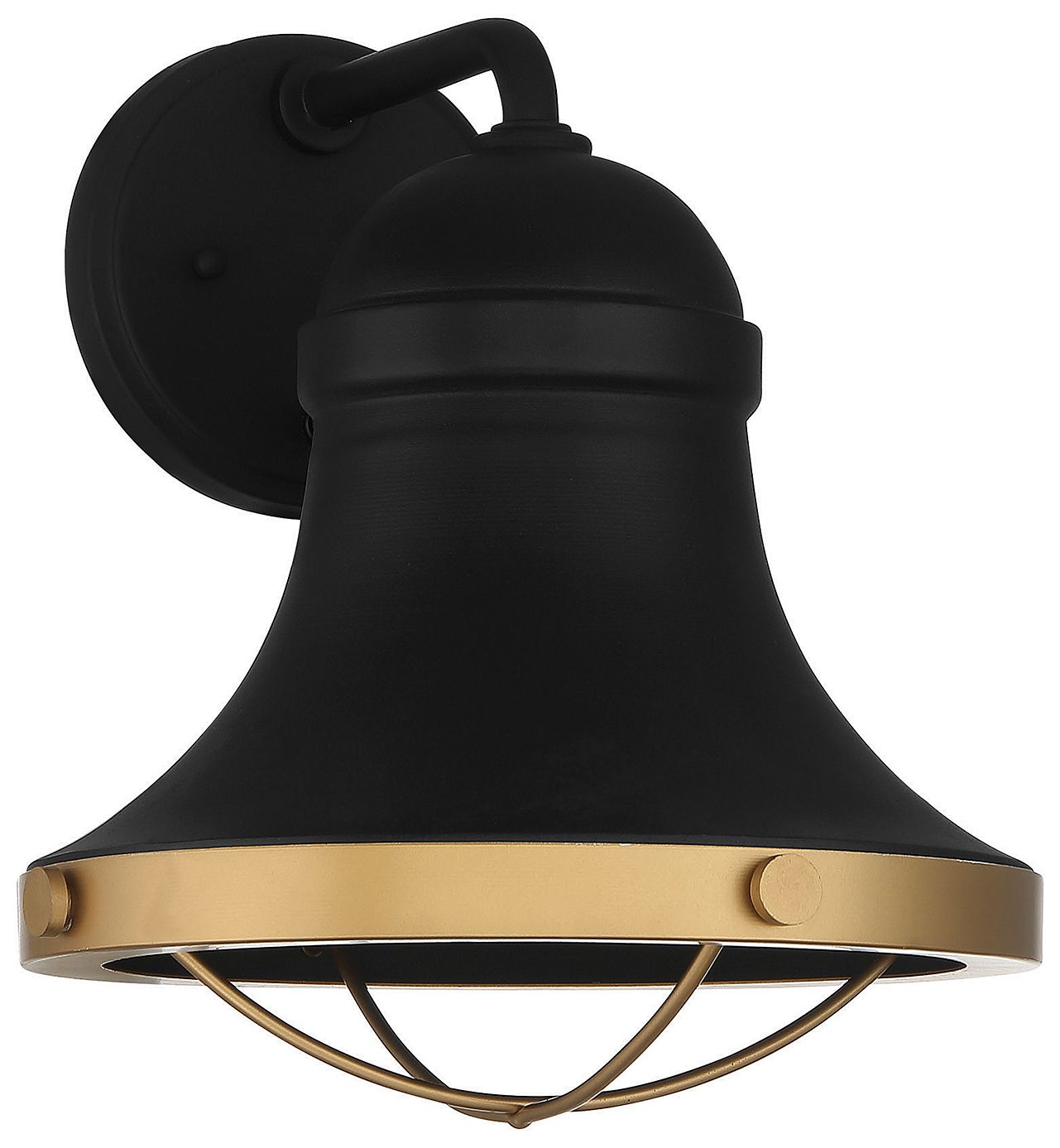 Image 2 Belmont 1-Lt Dark Sky Wall Lantern Textured Black with Warm Brass Accents more views