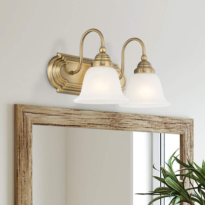 Image 1 Belmont 2-Light 8.5-in Antique Brass Bell Vanity Light