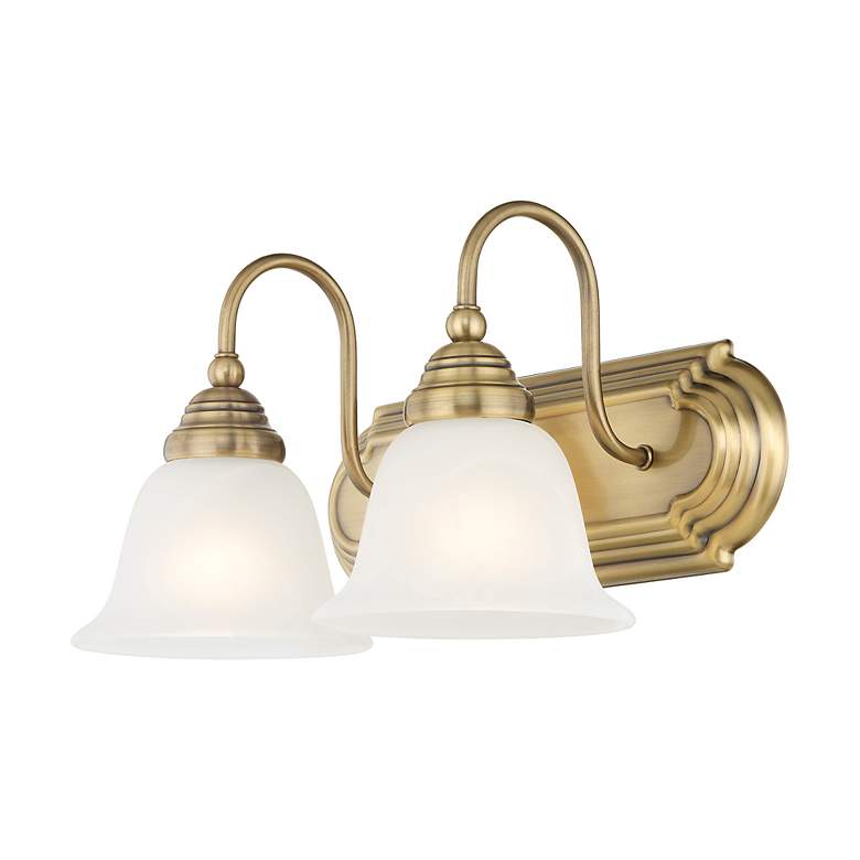 Image 5 Belmont 2-Light 8.5-in Antique Brass Bell Vanity Light more views