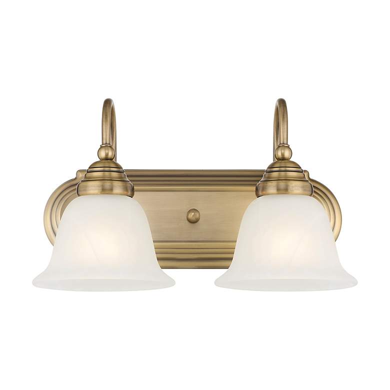 Image 6 Belmont 2-Light 8.5-in Antique Brass Bell Vanity Light more views
