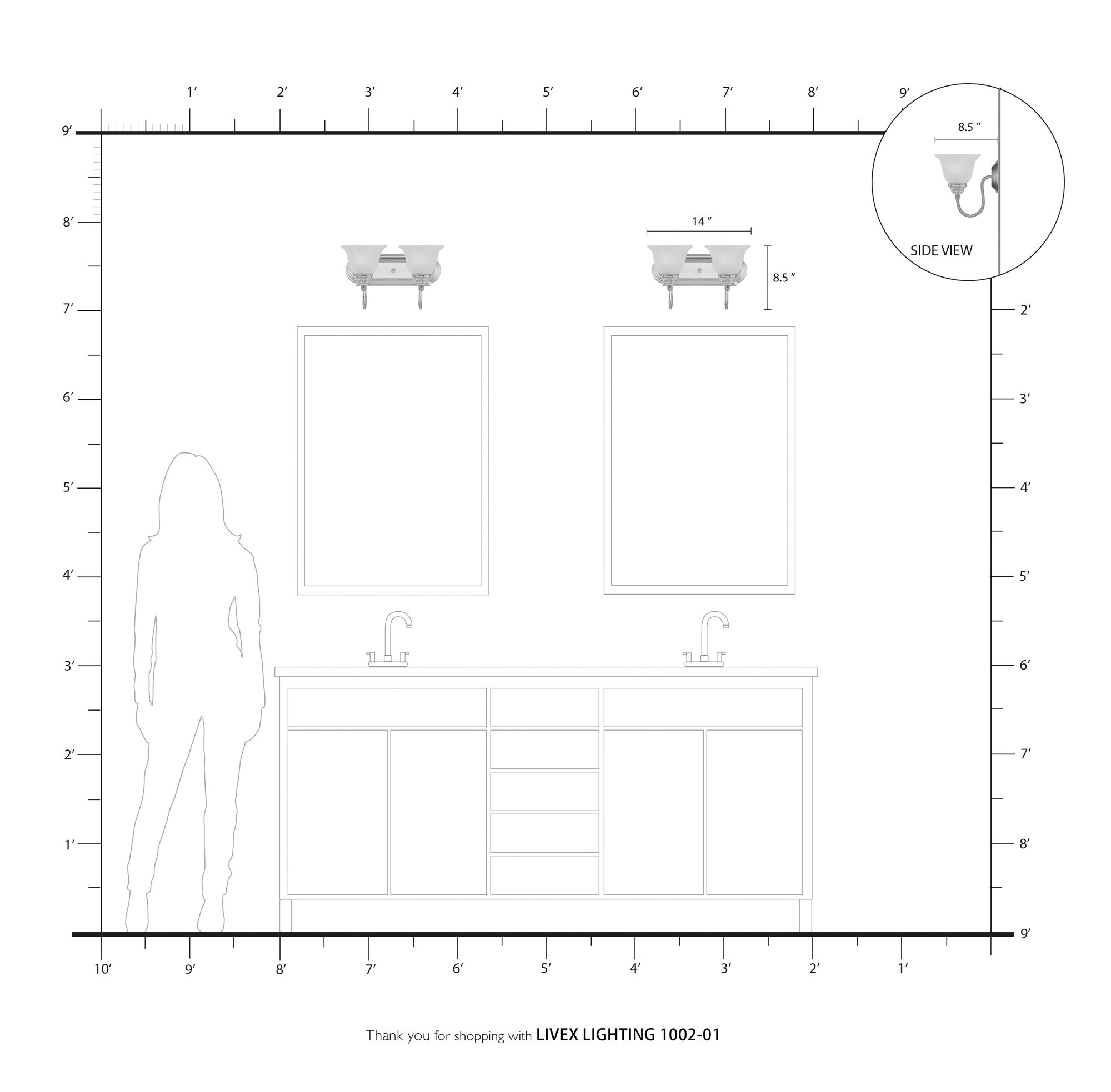 Belmont 2-Light 8.5-in Antique Brass Bell Vanity Light