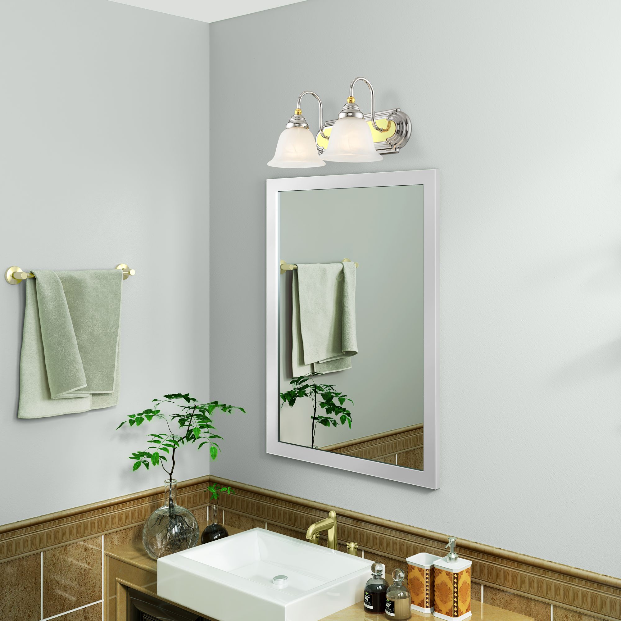 Belmont 2-Light 8.5-in Chrome Bell Vanity Light