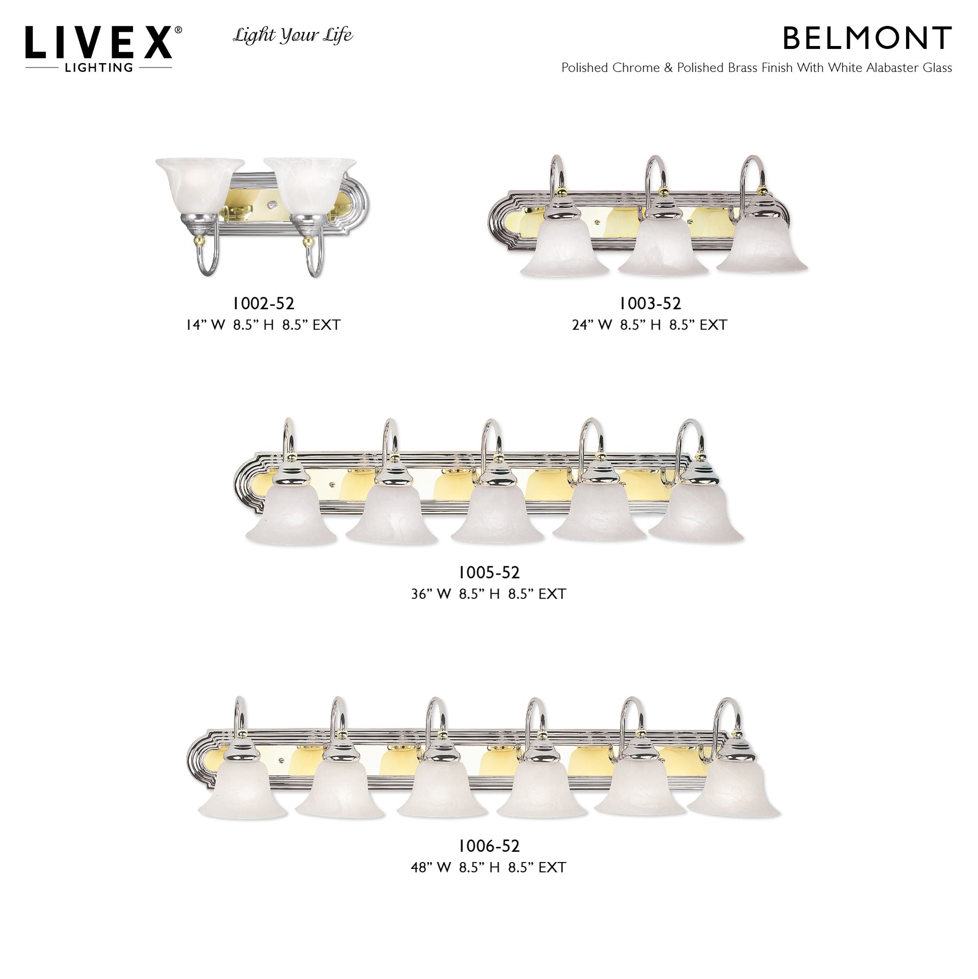 Belmont 2-Light 8.5-in Chrome Bell Vanity Light