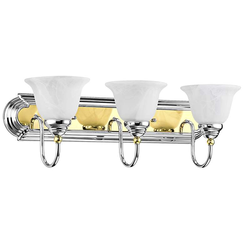 Image 3 Belmont 24"W Polished Chrome and Brass 3-Light Bath Light