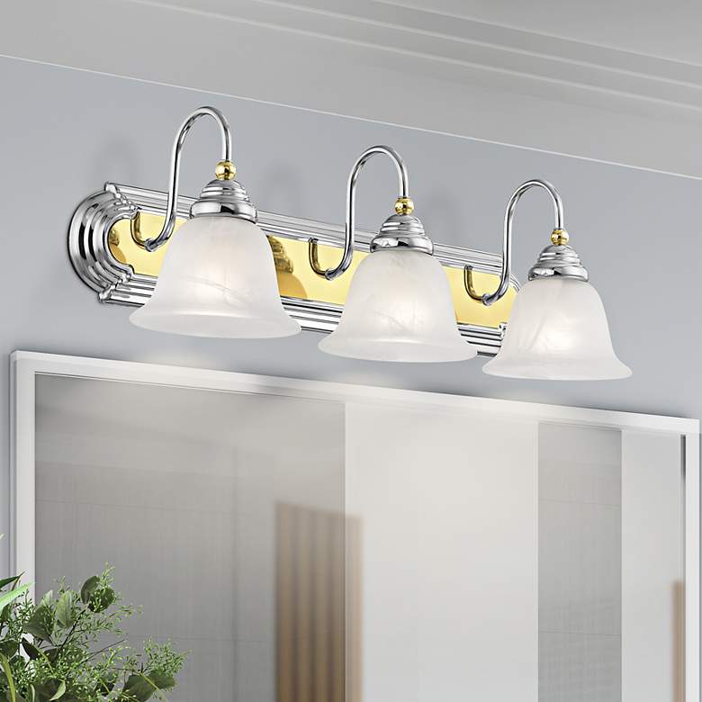 Image 2 Belmont 24"W Polished Chrome and Brass 3-Light Bath Light