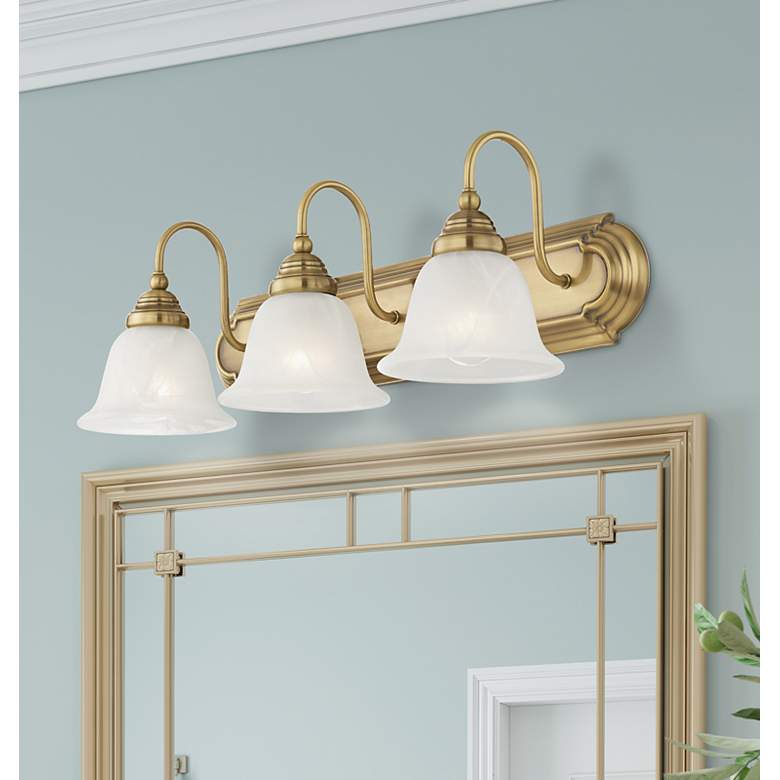 Image 1 Belmont 3-Light 8.5-in Antique Brass Bell Vanity Light