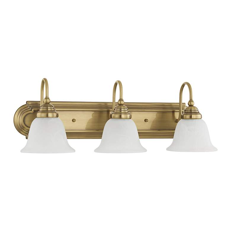 Image 3 Belmont 3-Light 8.5-in Antique Brass Bell Vanity Light more views