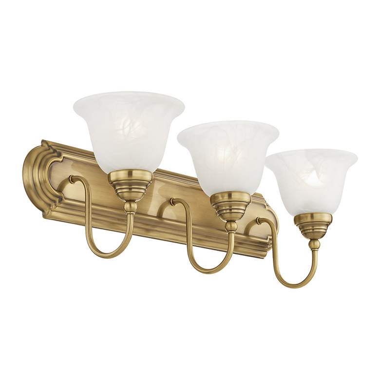 Image 4 Belmont 3-Light 8.5-in Antique Brass Bell Vanity Light more views