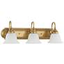 Thumbnail4 of Belmont 3-Light 8.5-in Antique Brass Bell Vanity Light more views