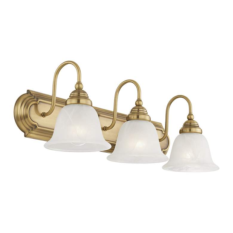 Image 5 Belmont 3-Light 8.5-in Antique Brass Bell Vanity Light more views