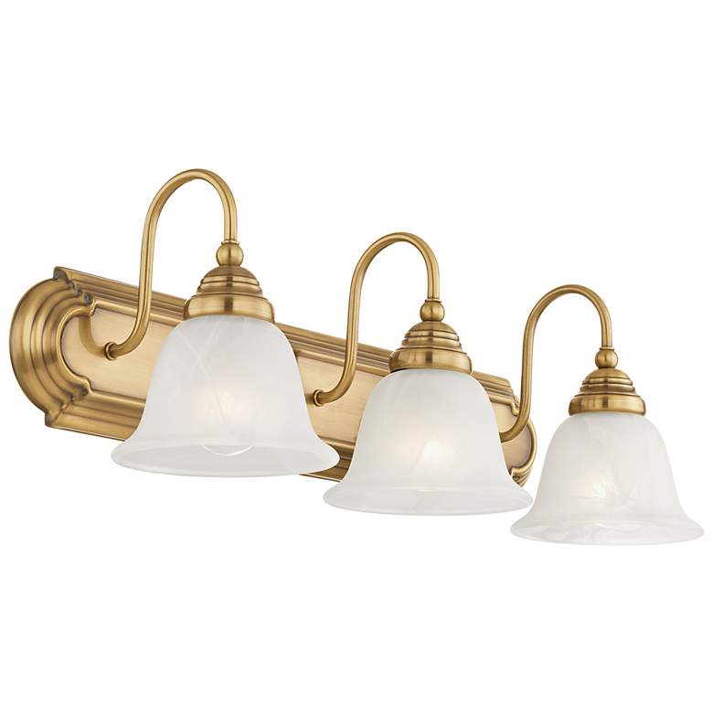 Image 6 Belmont 3-Light 8.5-in Antique Brass Bell Vanity Light more views