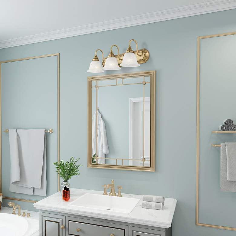 Image 7 Belmont 3-Light 8.5-in Antique Brass Bell Vanity Light more views