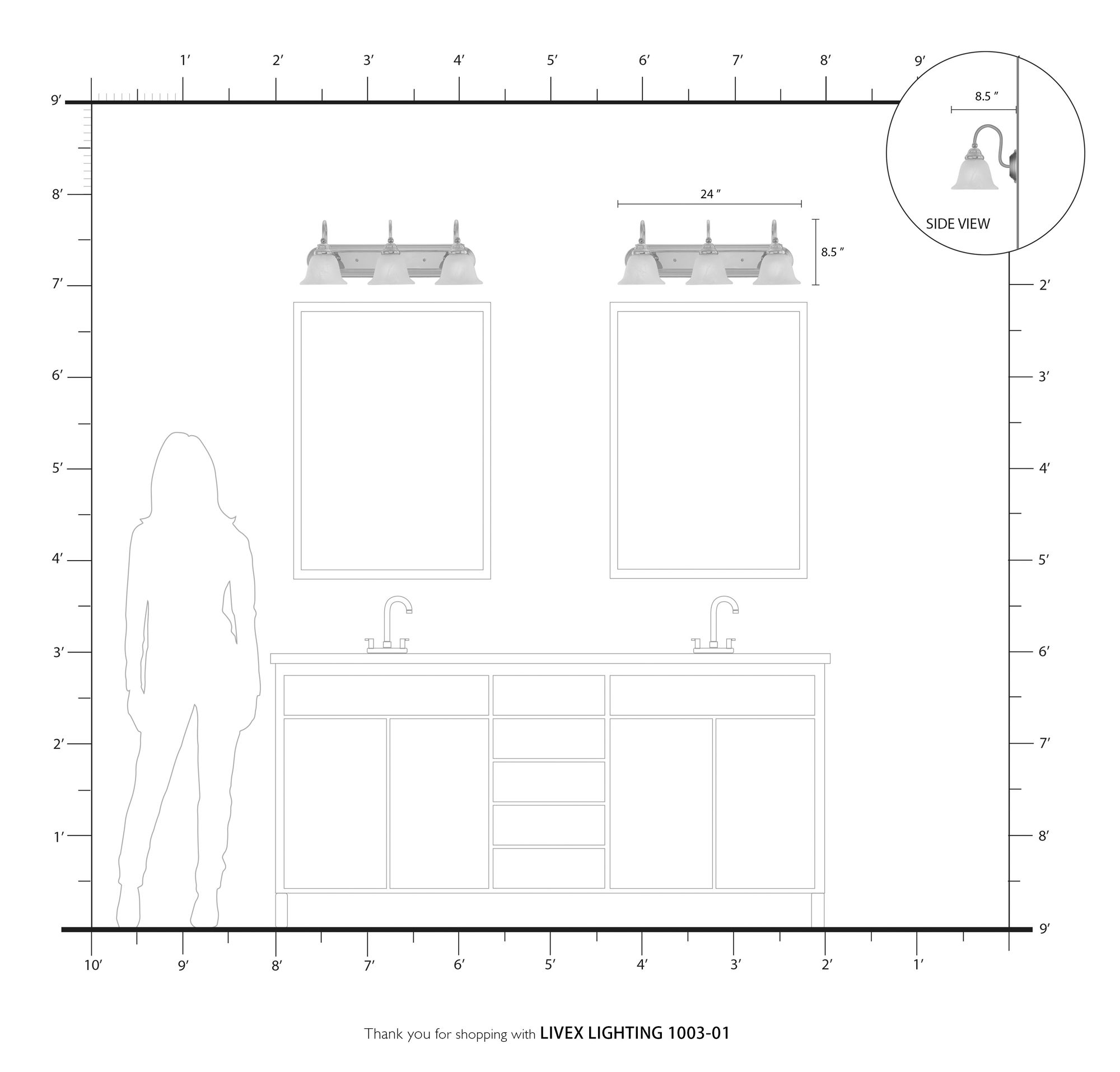Belmont 3-Light 8.5-in Antique Brass Bell Vanity Light