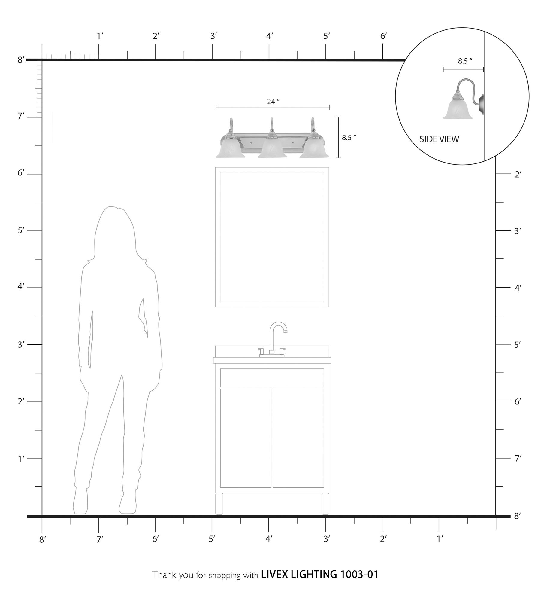 Belmont 3-Light 8.5-in Antique Brass Bell Vanity Light