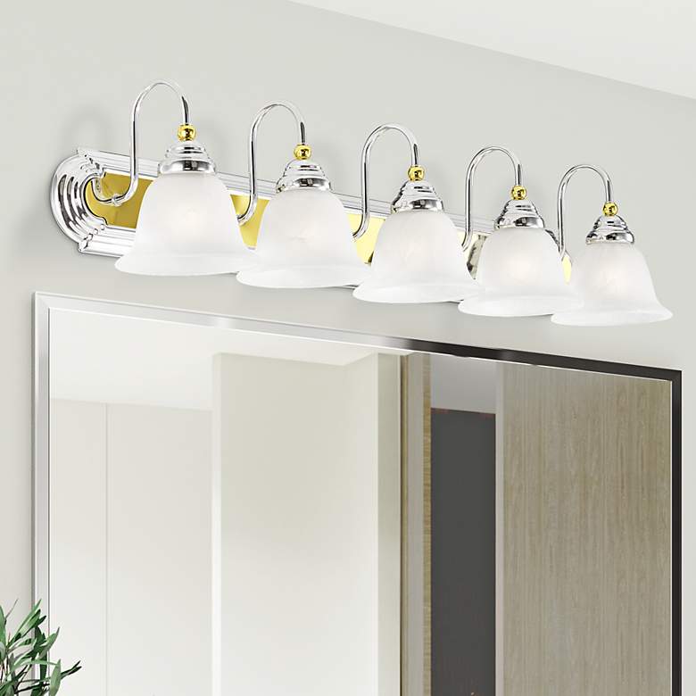 Image 2 Belmont 36" Wide Polished Brass 5-Light Bath Light