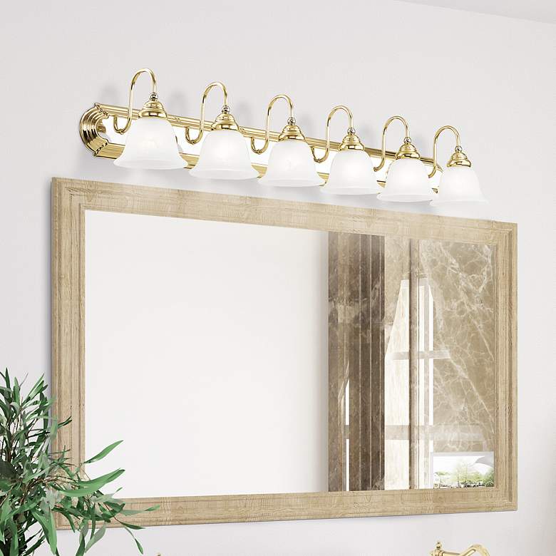Image 1 Belmont 48"W Polished Brass and Chrome 6-Light Bath Light