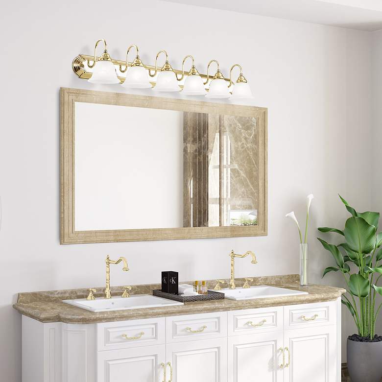 Image 7 Belmont 48"W Polished Brass and Chrome 6-Light Bath Light more views