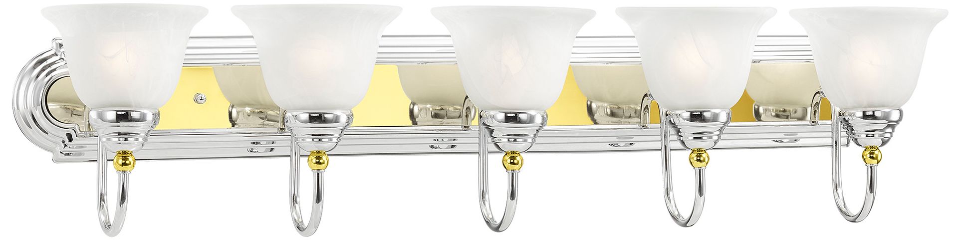 Belmont 5-Light 36" Wide Chrome/Polished Brass Bell Vanity Light