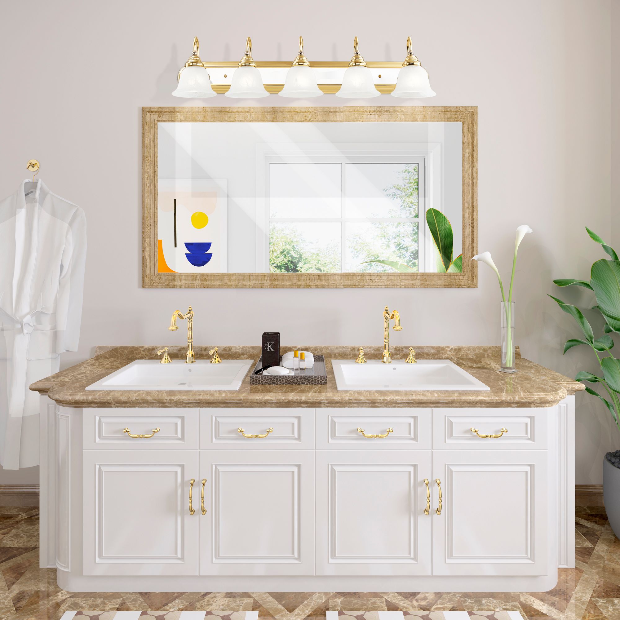 Image 3 Belmont 5-Light 36" Wide Chrome/Polished Brass Bell Vanity Light more views
