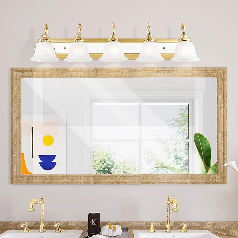 Image 1 Belmont 5-Light 8.5-in Chrome/Polished Brass Bell Vanity Light